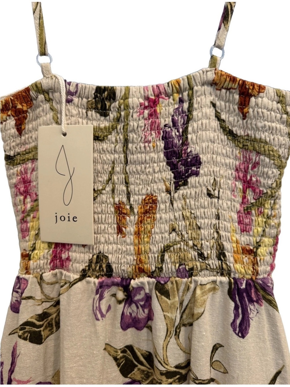 Joie Cream Floral Spaghetti-Strap Midi Dress - Picture 4 of 8
